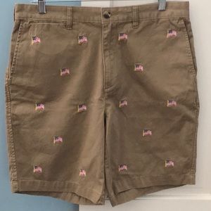 NWOT Lands End embroidered khaki shorts